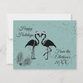おもしろいフラミンゴスクリスマスパーソナライズされたグリッター 案内状