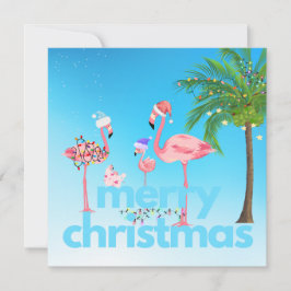おもしろいフラミンゴファミリークリスマスカード