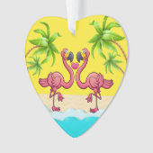 おもしろいフラミンゴ愛 オーナメント (正面)