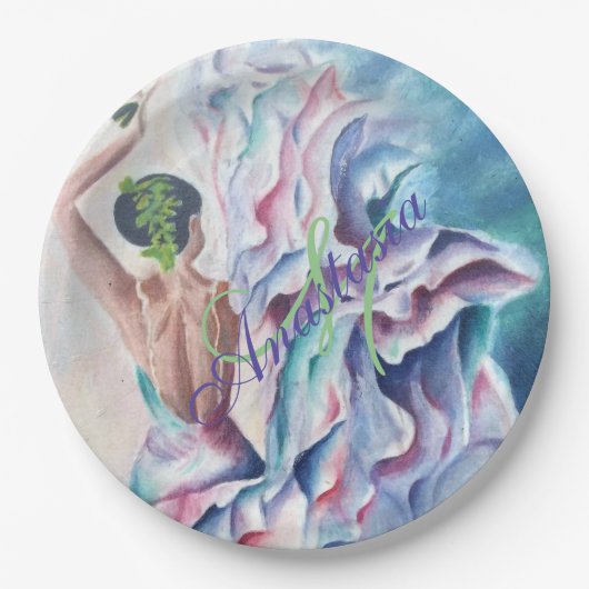 おもしろいフラメンコダンスパーティーモノグラム ペーパープレート (正面)