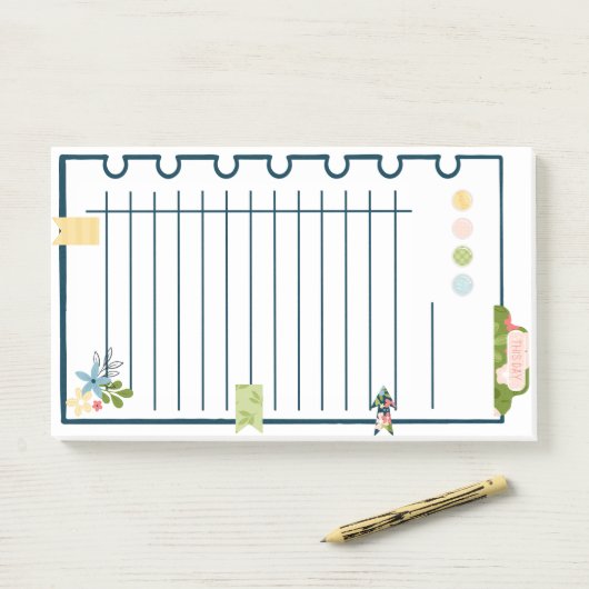 おもしろいフラワーとタブノートLRGポストイットノート ポストイット (デスク)