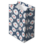 おもしろいフラワーオンデニム ミディアムペーパーバッグ (正面アングル)