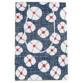 おもしろいフラワーオンデニム ミディアムペーパーバッグ (正面)