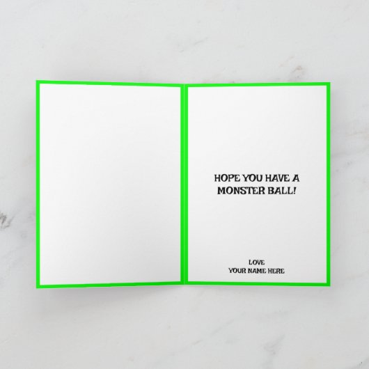 おもしろいフランケンシュタインハロウィンハッピーバースデー サンキューカード (内部)