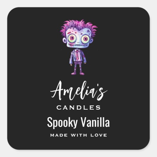 おもしろいフランケンシュタインモンスターキャンドルビジネス スクエアシール (正面)