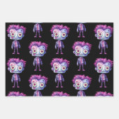 おもしろいフランケンシュタインモンスターハロウィンおもしろいパターン ラッピングペーパーシート (正面2)