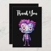 おもしろいフランケンシュタインモンスターハロウィンおもしろい サンキューカード (正面/裏面)