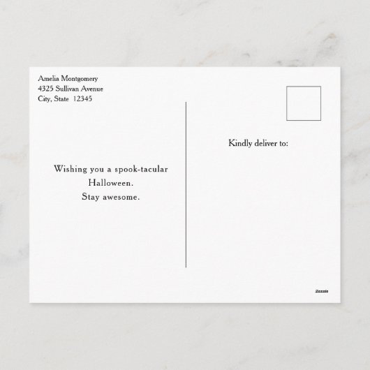 おもしろいフランケンシュタインモンスターハロウィンおもしろい シーズンポストカード (裏面)