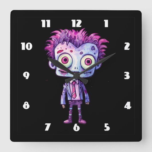 おもしろいフランケンシュタインモンスターハロウィンおもしろい スクエア壁時計 (正面)