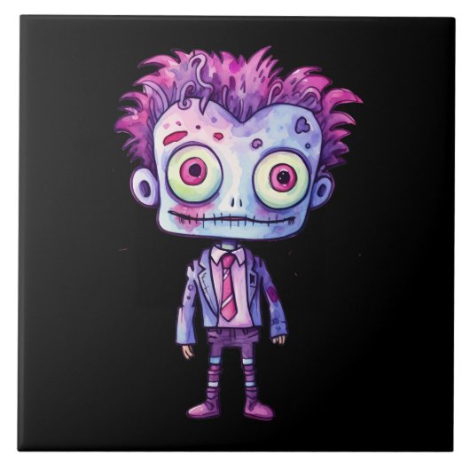 おもしろいフランケンシュタインモンスターハロウィンおもしろい タイル (正面)