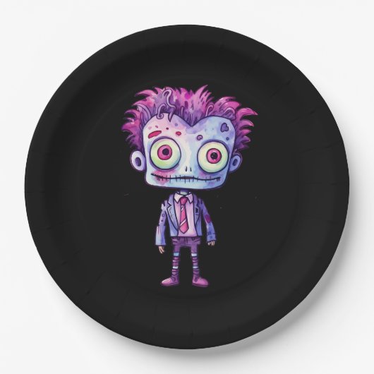 おもしろいフランケンシュタインモンスターハロウィンおもしろい ペーパープレート (正面)