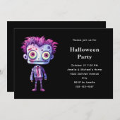 おもしろいフランケンシュタインモンスターハロウィンおもしろい 招待状 (正面/裏面)