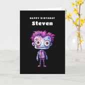 おもしろいフランケンシュタインモンスターハロウィーンおもしろい誕生日 カード (黄色い花)