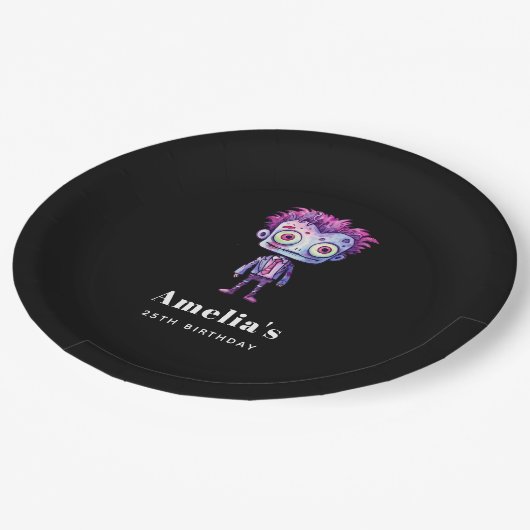 おもしろいフランケンシュタインモンスターハロウィーンおもしろい誕生日 ペーパープレート (アングル)