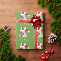 おもしろいフランスのブルドッグサンタクリスマスパターンかわいい