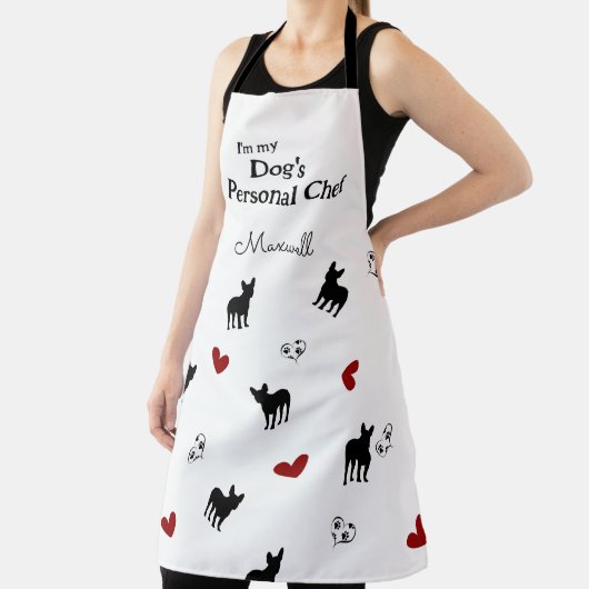 おもしろいフランスのブルドッグパーソナライズされた型 エプロン (インサイチュ)
