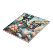 おもしろいフランスの絵画ヴィンテージ タイル (側面)