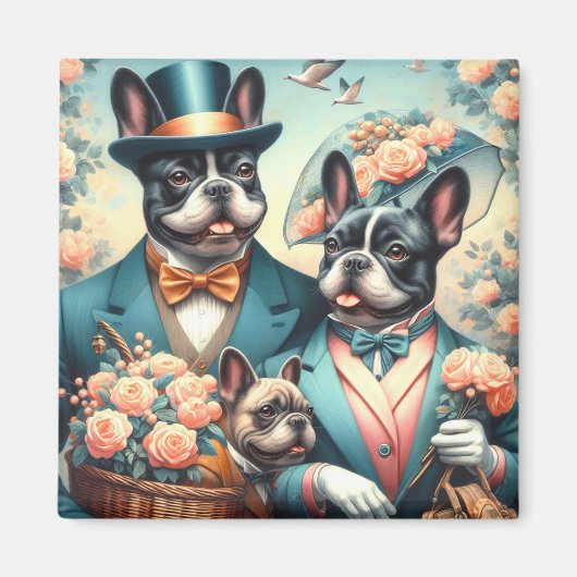 おもしろいフランスの絵画ヴィンテージ マグネット (正面)