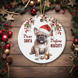 おもしろいフランスのBulldog Pupがクリスマスをいけな定義 セラミックオーナメント