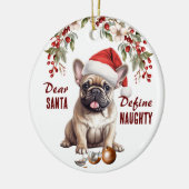 おもしろいフランスのBulldog Pupがクリスマスをいけな定義 セラミックオーナメント (左)