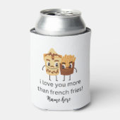 おもしろいフランスのFries I love You Add Name カスタマイズ 缶クーラー (缶正面)