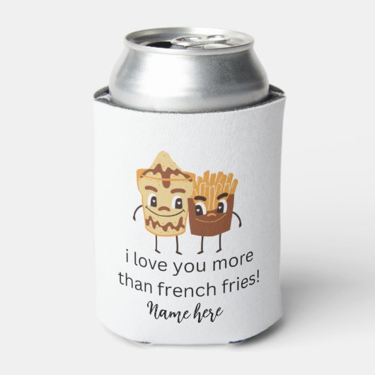 おもしろいフランスのFries I love You Add Name カスタマイズ 缶クーラー (缶正面)