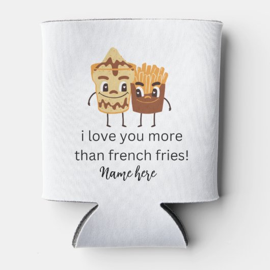 おもしろいフランスのFries I love You Add Name カスタマイズ 缶クーラー (正面)