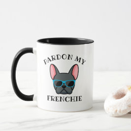 おもしろいフランス語ブルーフランスのブルドッグ マグカップ