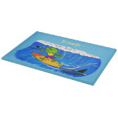 おもしろいフリルネックトカゲのサーフィン漫画 カッティングボード (角)