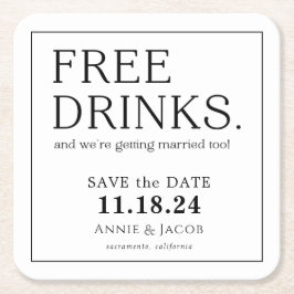 おもしろいフリードリンクの保存日 スクエアペーパーコースター