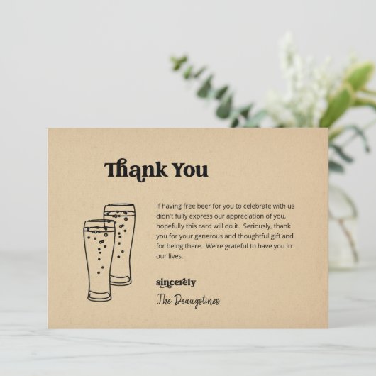 おもしろいフリー結婚ビールサンキューカード サンキューカード (スタンド正面)