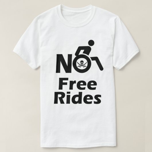 おもしろいフリー車いす乗り物なし/海賊版 Tシャツ (デザイン正面)