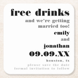 おもしろいフリー飲み物が結婚してデートを守る スクエアペーパーコースター