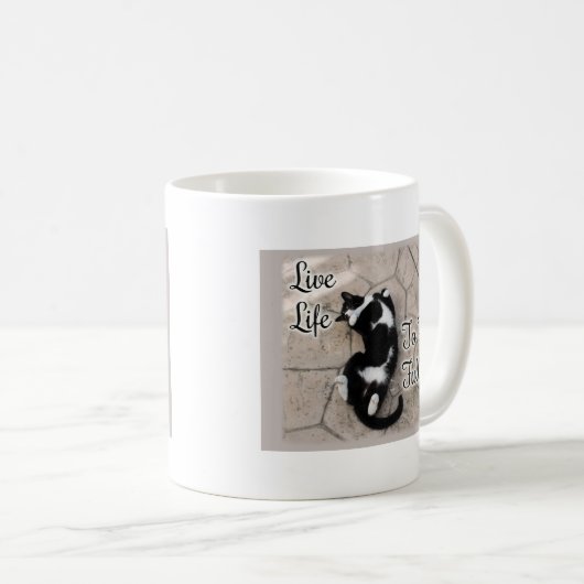 おもしろいフルライフやる気を起こさせるキャットフォト引用文 コーヒーマグカップ (正面右)