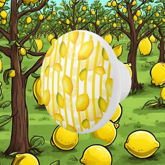 おもしろいフルーツストライプ柄のキッチンノブ セラミックノブ