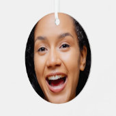 おもしろいフル顔クローズアップセルフィー写真クリスマス メタルオーナメント (正面左)