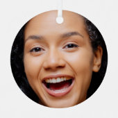 おもしろいフル顔クローズアップセルフィー写真クリスマス メタルオーナメント (正面)
