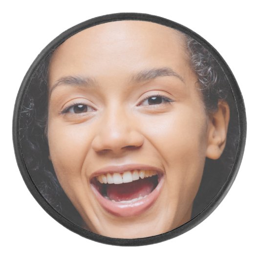 おもしろいフル顔クローズアップセルフィー写真 アイスホッケーパック (正面)