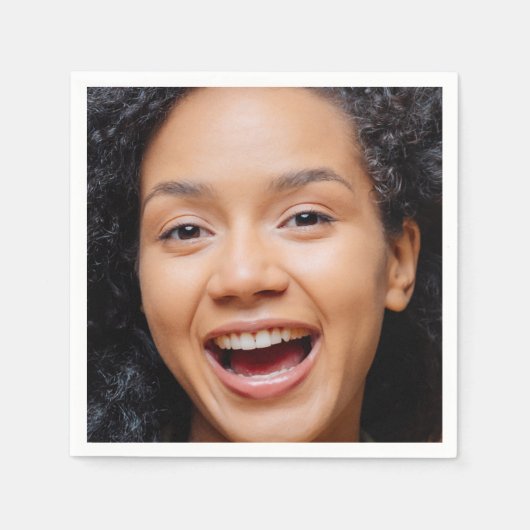 おもしろいフル顔クローズアップセルフィー写真 スタンダードカクテルナプキン (正面)