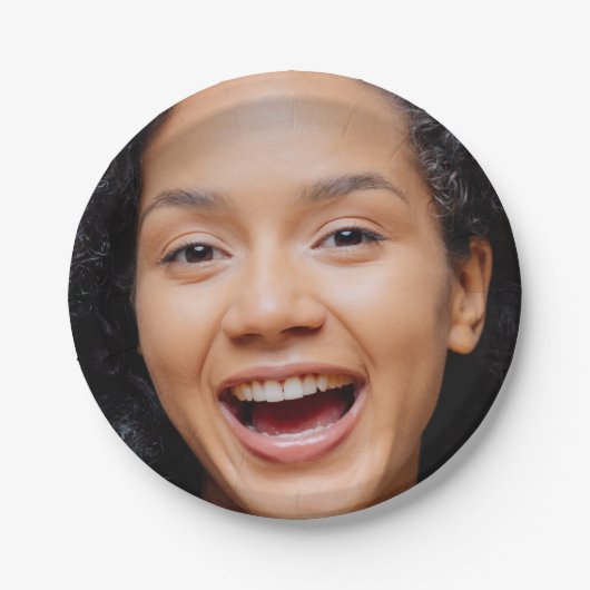 おもしろいフル顔クローズアップセルフィー写真 ペーパープレート (正面)