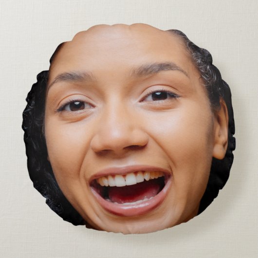 おもしろいフル顔クローズアップセルフィー写真 ラウンドクッション (正面)