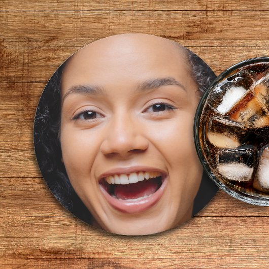 おもしろいフル顔クローズアップセルフィー写真 ラウンドペーパーコースター