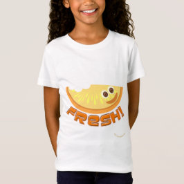 おもしろいフレッシュオレンジスライス漫画デザイン Tシャツ