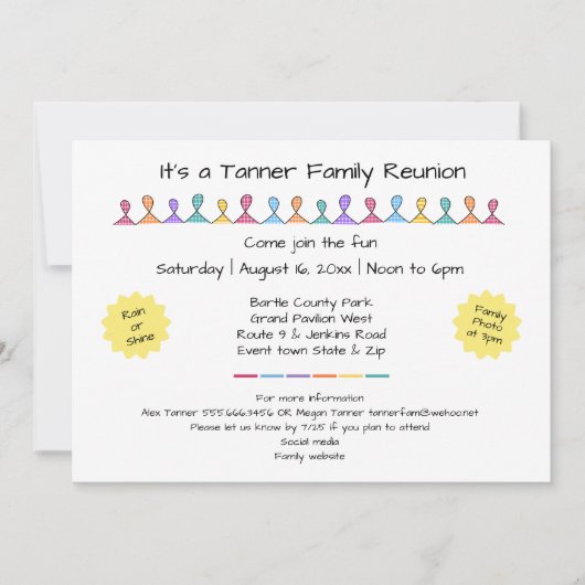 おもしろいフレンズまたはファミリー懇親会パーティの招待状 招待状 (正面)