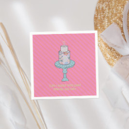 おもしろいフレンドお誕生日ケーキホットピンク スタンダードカクテルナプキン