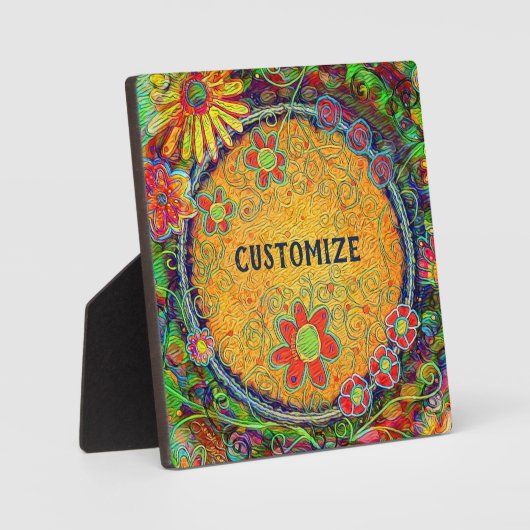 おもしろいフローラお洒落イエローワンワードプラーク フォトプラーク (正面)