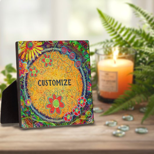 おもしろいフローラお洒落イエローワンワードプラーク フォトプラーク