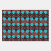 おもしろいフローラと服、明るい青と茶色 ラッピングペーパーシート (正面)