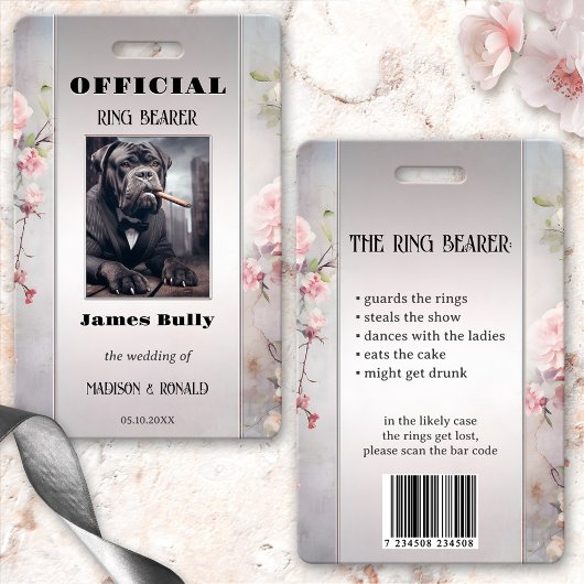 おもしろいフローラの結婚リングや輪ベアラー写真IDバッジ バッジ