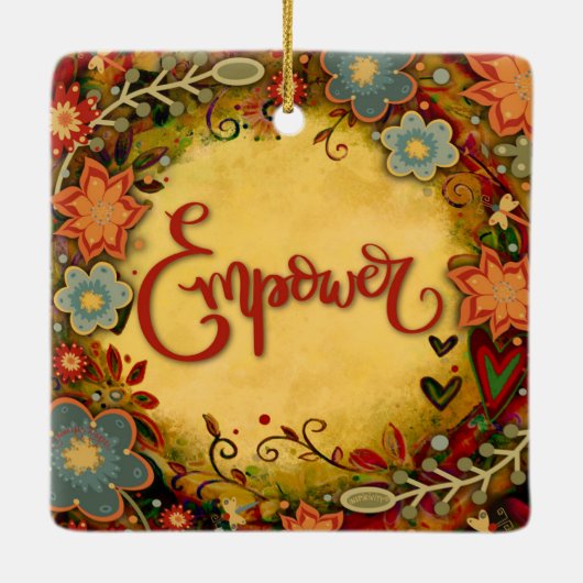 おもしろいフローラはドラゴンかわいらしフライの吸光度を強化 セラミックオーナメント (裏面)